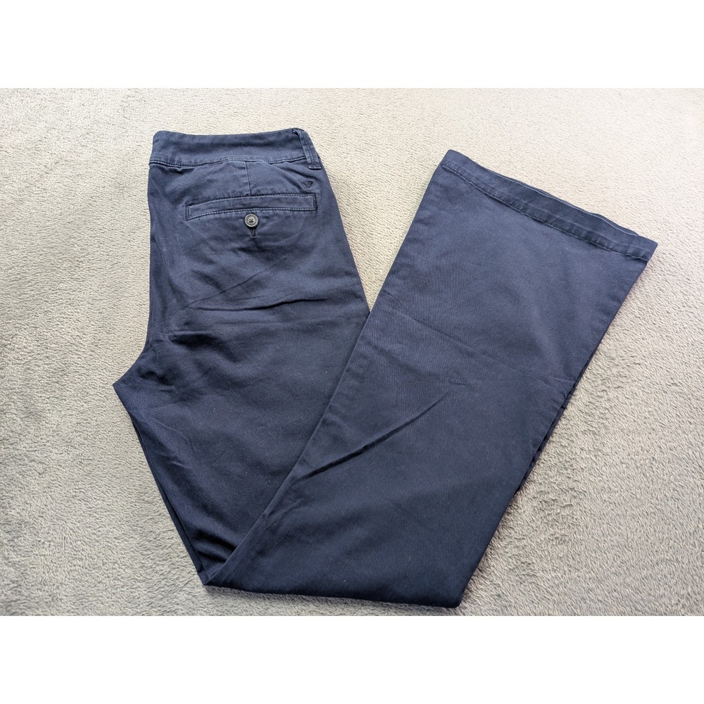 American Eagle Boho Artist Flare Pants Navy Blue Low Rise Stretch Chino Size 8